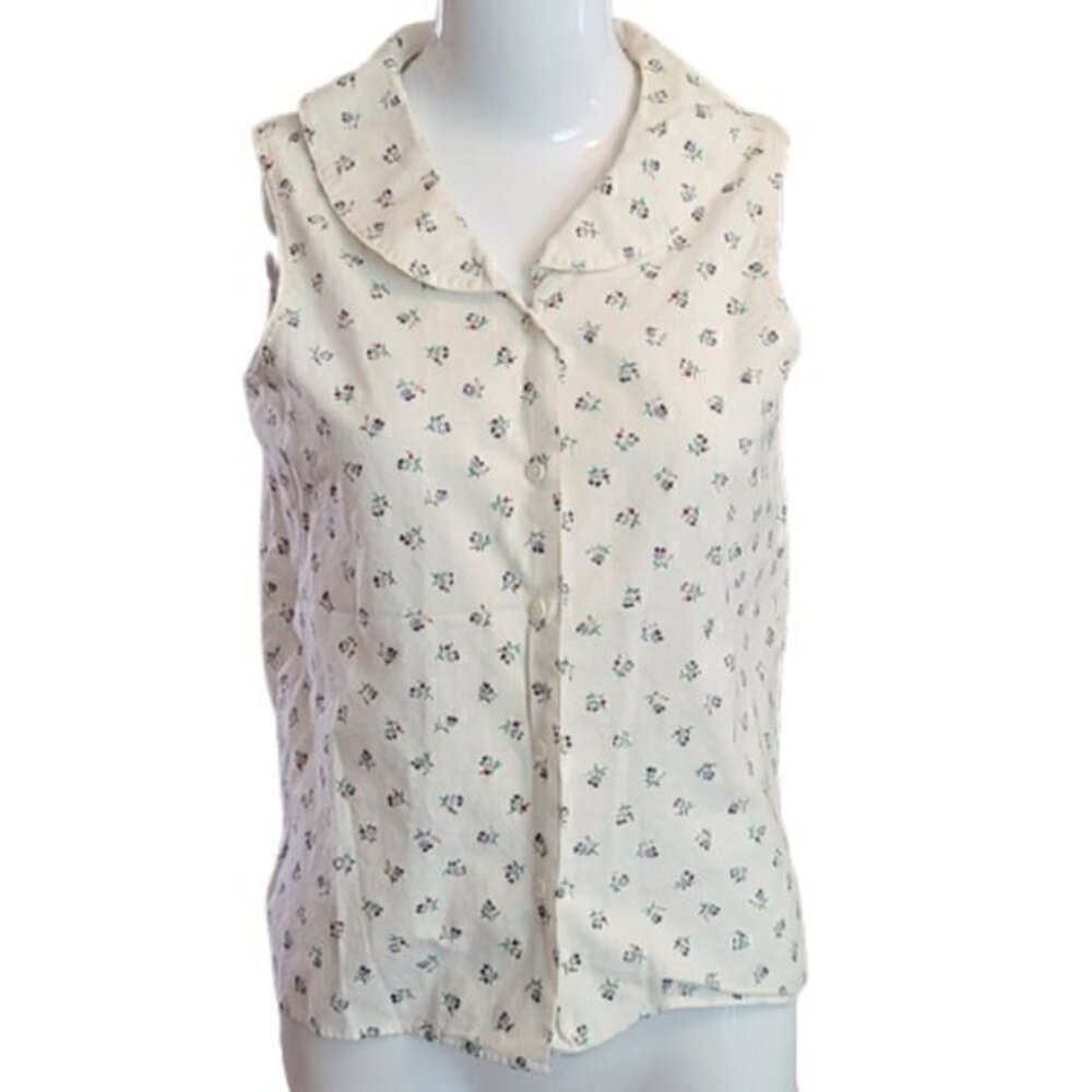 [Lands' End] Floral Collared Button Down Tank - Size S